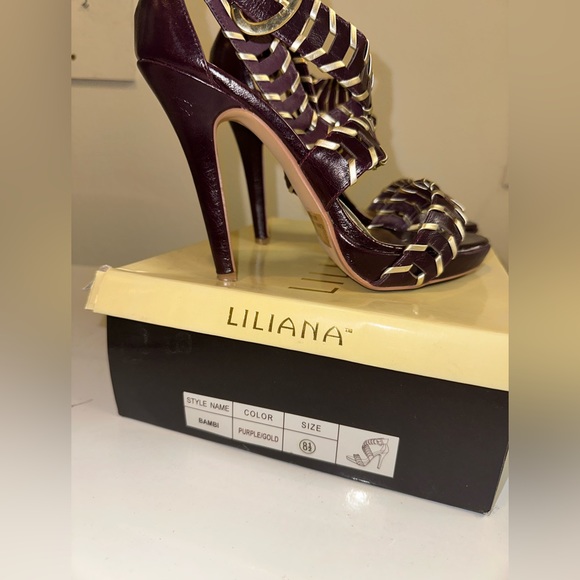 Liliana Purple and gold sandals high heels - Picture 8 of 9